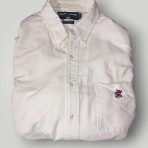 Vintage 90s Ralph Lauren The Big Shirt Polo Bear USA White Button Down Mens L